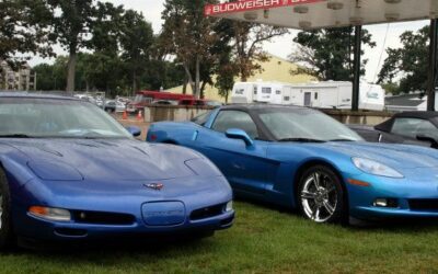 Corvette Show lines Park with classics